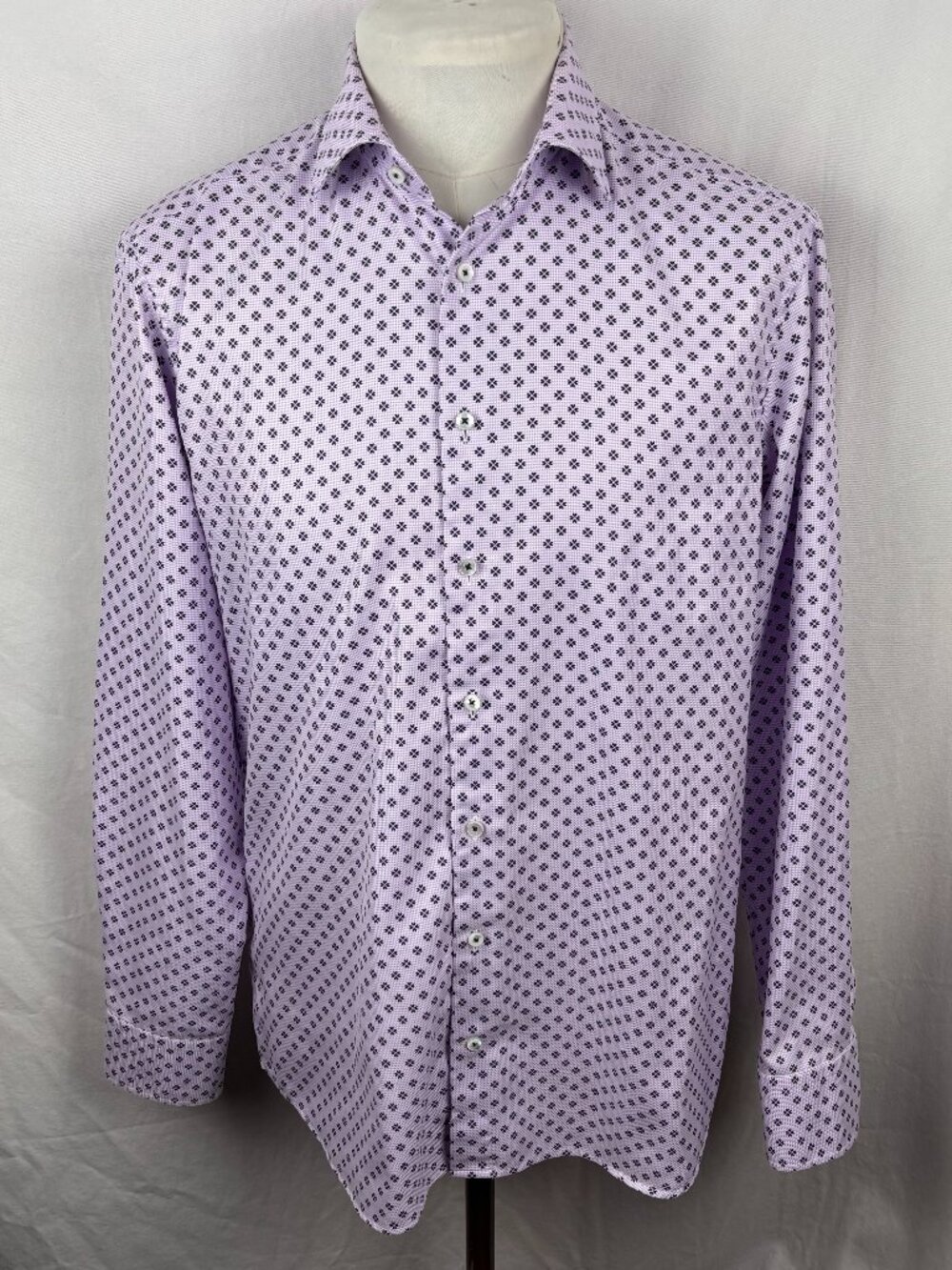 Stenströms Fitted Body Twofold Cotton Lilac Shirt 16.5 / 42